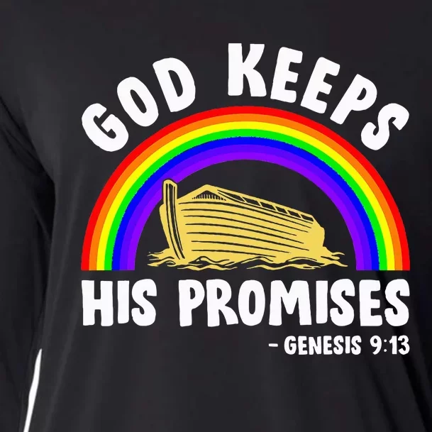 Christian Noah Ark Jesus God Keeps His Promises Rainbow Cooling Performance Long Sleeve Crew