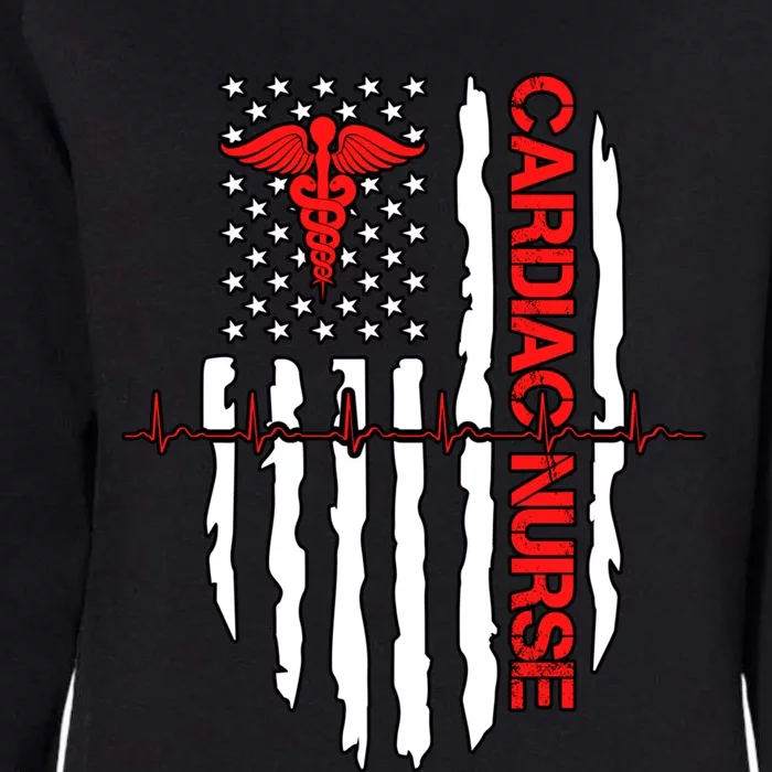 Cardiac Nurse American Flag Patriotic Registered Nurse Gift Womens California Wash Sweatshirt