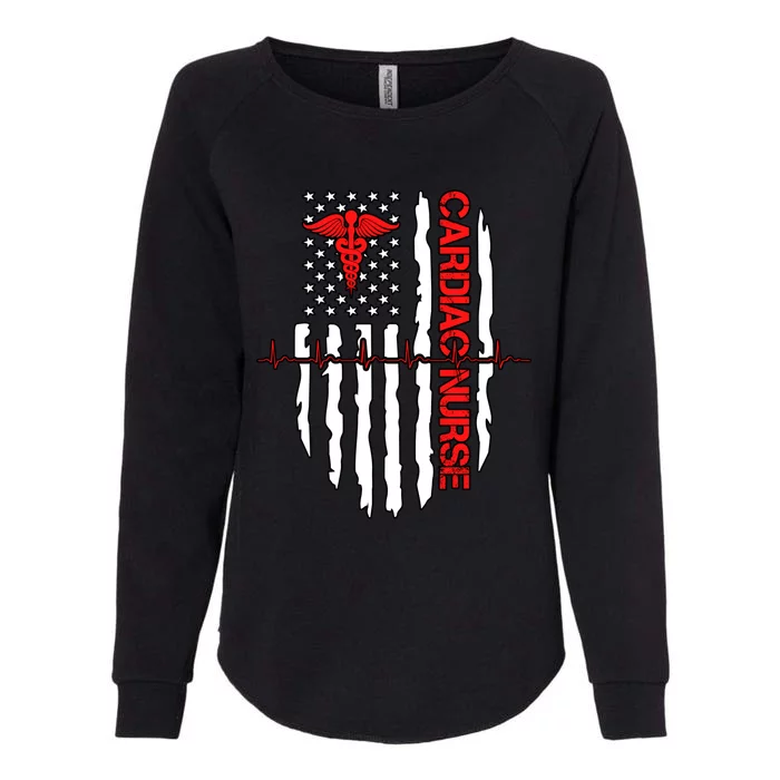 Cardiac Nurse American Flag Patriotic Registered Nurse Gift Womens California Wash Sweatshirt