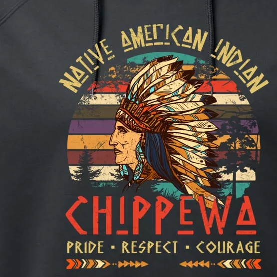 Chippewa Native American Indian Pride Indigenous Tribe Performance Fleece Hoodie