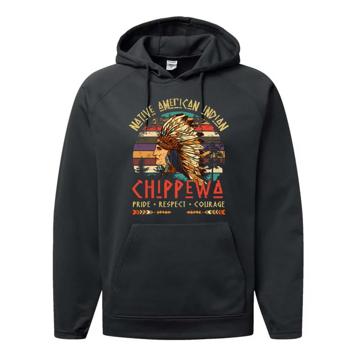 Chippewa Native American Indian Pride Indigenous Tribe Performance Fleece Hoodie