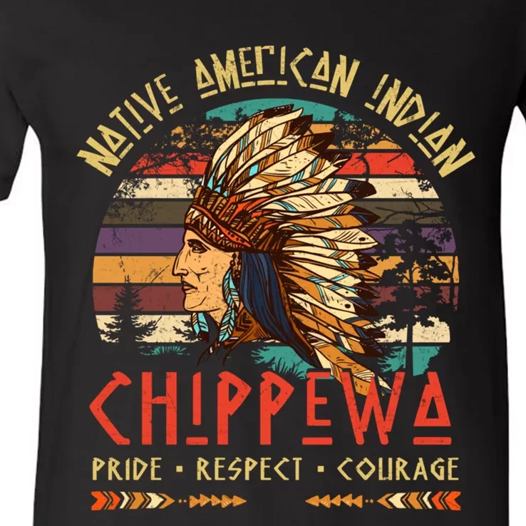 Chippewa Native American Indian Pride Indigenous Tribe V-Neck T-Shirt