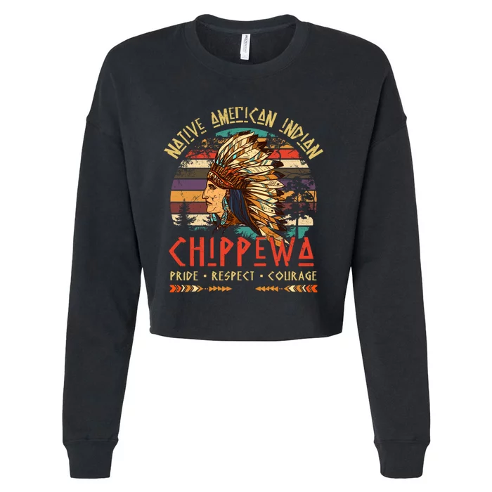 Chippewa Native American Indian Pride Indigenous Tribe Cropped Pullover Crew