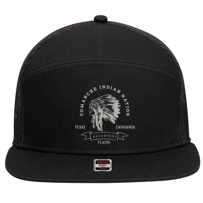 Comanche Native American Indian Pride Chief Respect 7 Panel Mesh Trucker Snapback Hat