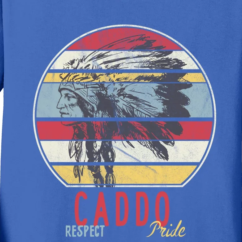 Caddo Native American Indian Tribe Respect Pride Retro Sun Gift Kids Long Sleeve Shirt