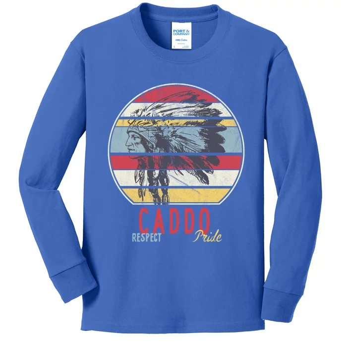 Caddo Native American Indian Tribe Respect Pride Retro Sun Gift Kids Long Sleeve Shirt