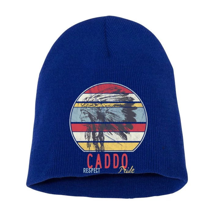 Caddo Native American Indian Tribe Respect Pride Retro Sun Gift Short Acrylic Beanie