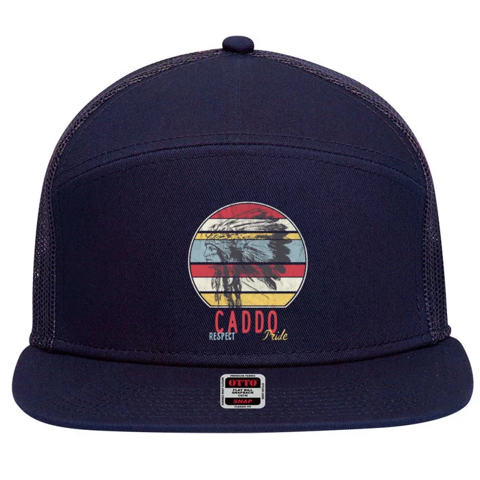 Caddo Native American Indian Tribe Respect Pride Retro Sun Gift 7 Panel Mesh Trucker Snapback Hat