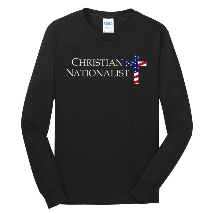 Christian Nationalist American Flag Cross Faith Tall Long Sleeve T-Shirt