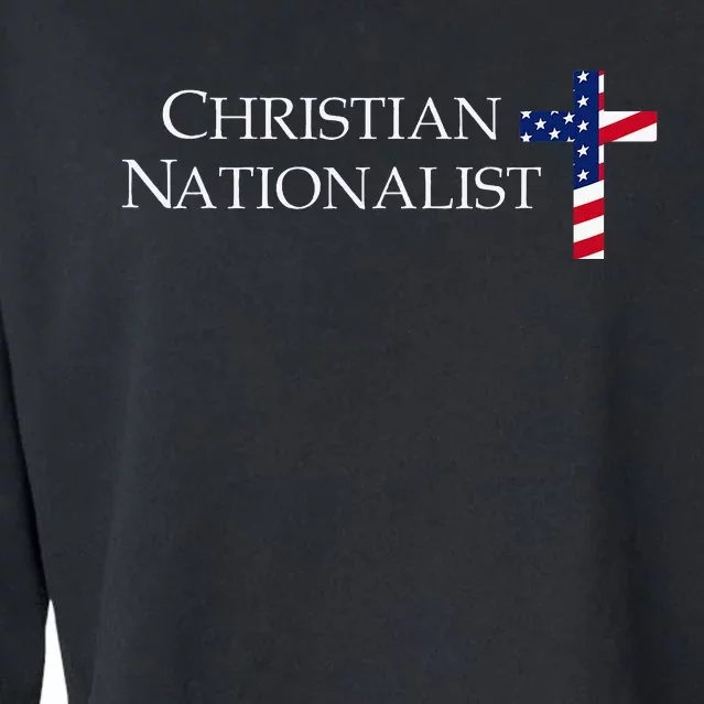 Christian Nationalist American Flag Cross Faith Cropped Pullover Crew