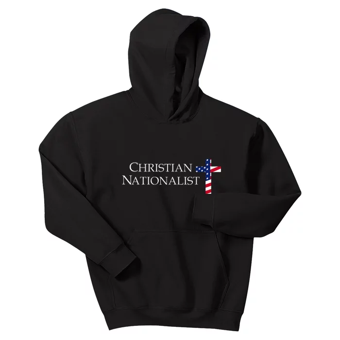 Christian Nationalist American Flag Cross Faith Kids Hoodie