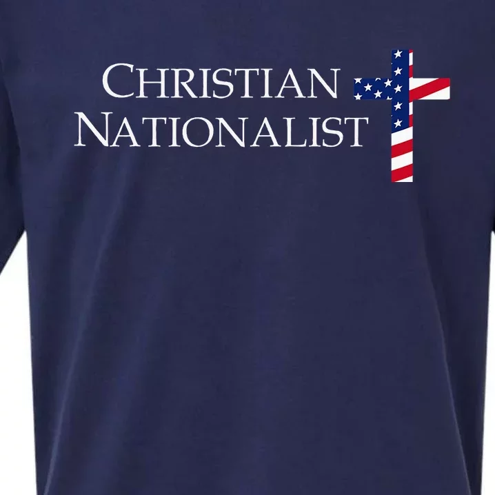 Christian Nationalist American Flag Cross Faith Sueded Cloud Jersey T-Shirt