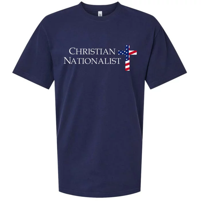 Christian Nationalist American Flag Cross Faith Sueded Cloud Jersey T-Shirt