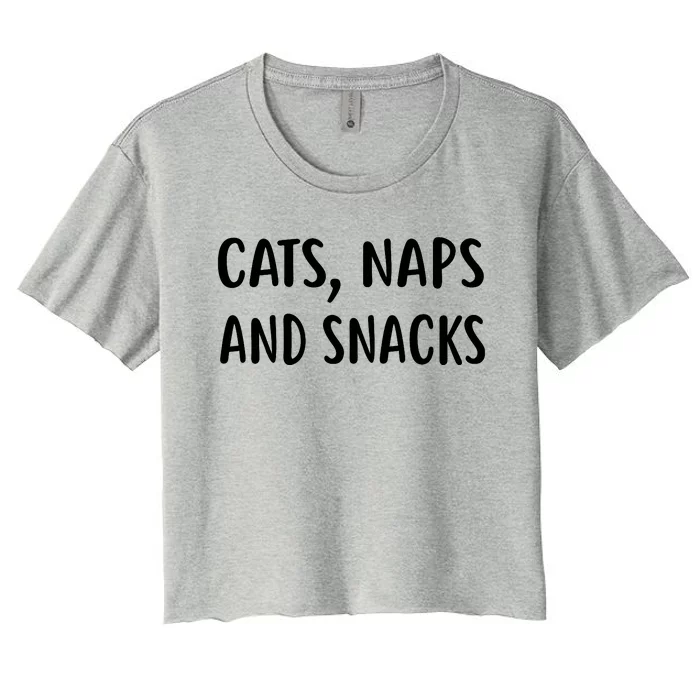 Cats Naps And Snacks Funny Ca Loer Gif Women's Crop Top Tee