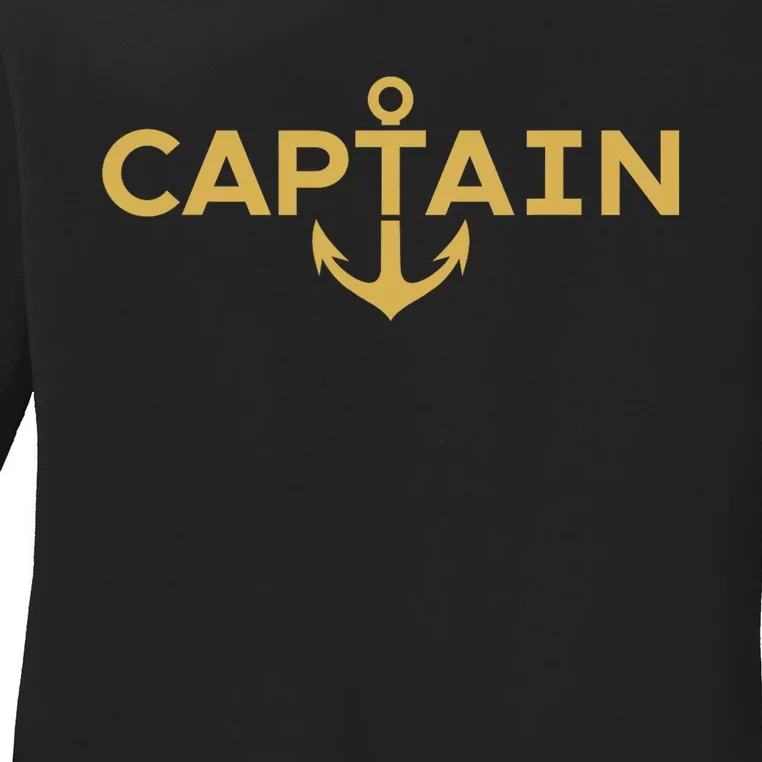 CAPTAIN NAUTICAL ANCHOR BOATER SAILOR YACHTING BOAT OWNER Ladies Long Sleeve Shirt