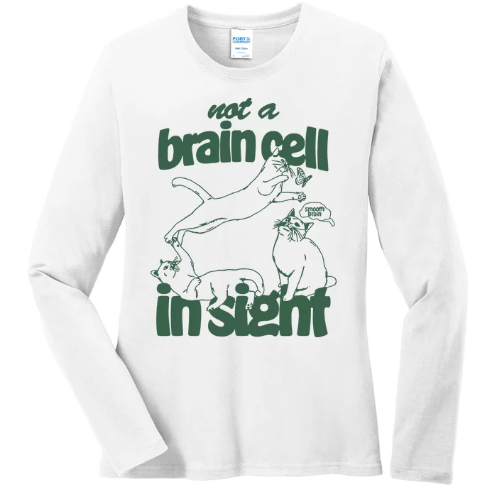 Cat Not A Brain Cell In Sight Ladies Long Sleeve Shirt