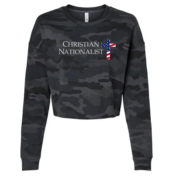 Christian Nationalist American Flag Cropped Pullover Crew