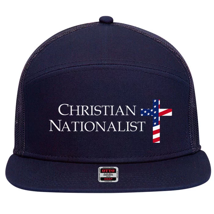 Christian Nationalist American Flag 7 Panel Mesh Trucker Snapback Hat