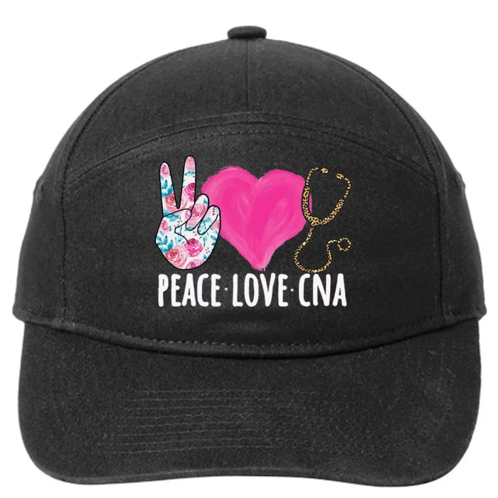 Certified Nursing Assistant Peace Love CNA Nurse 7-Panel Snapback Hat