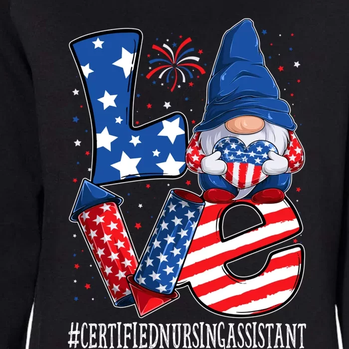 Certified Nursing Assistant Love 4th Of July Gnome Usa Cool Gift Womens California Wash Sweatshirt