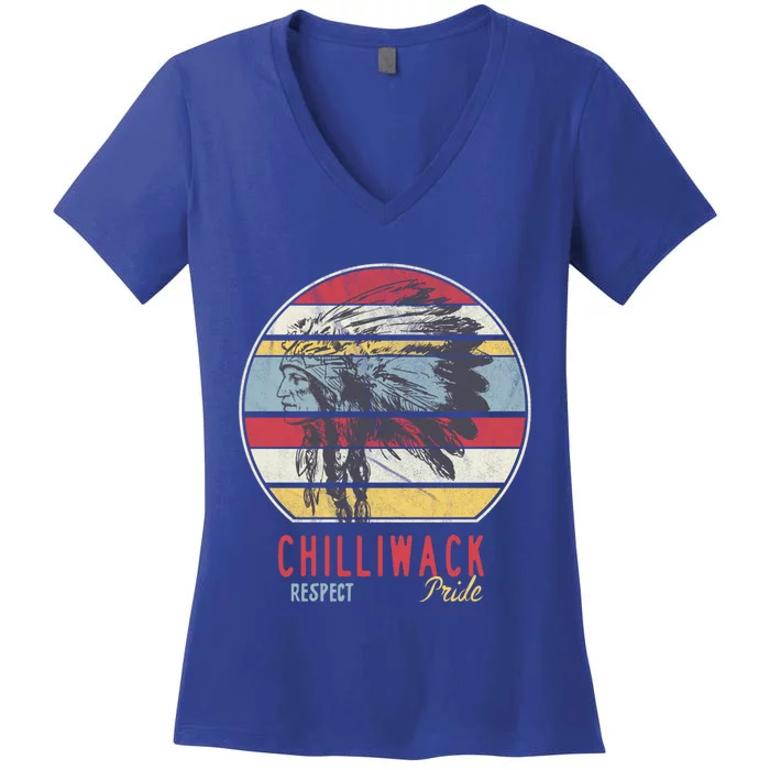 Chilliwack Native American Indian Tribe Respect Pride Retro Gift Women's V-Neck T-Shirt