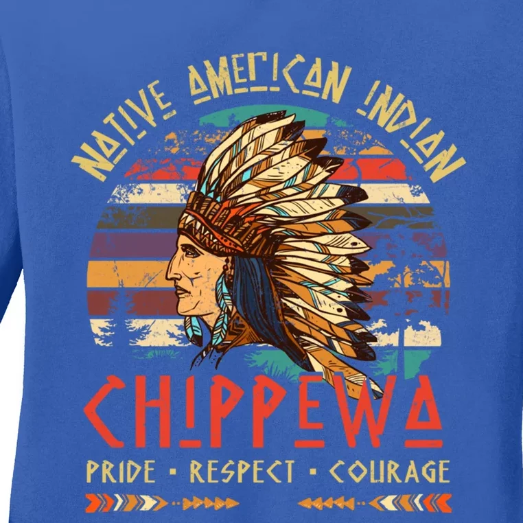 Chippewa Native American Indian Pride Indigenous Tribe Gift Ladies Long Sleeve Shirt