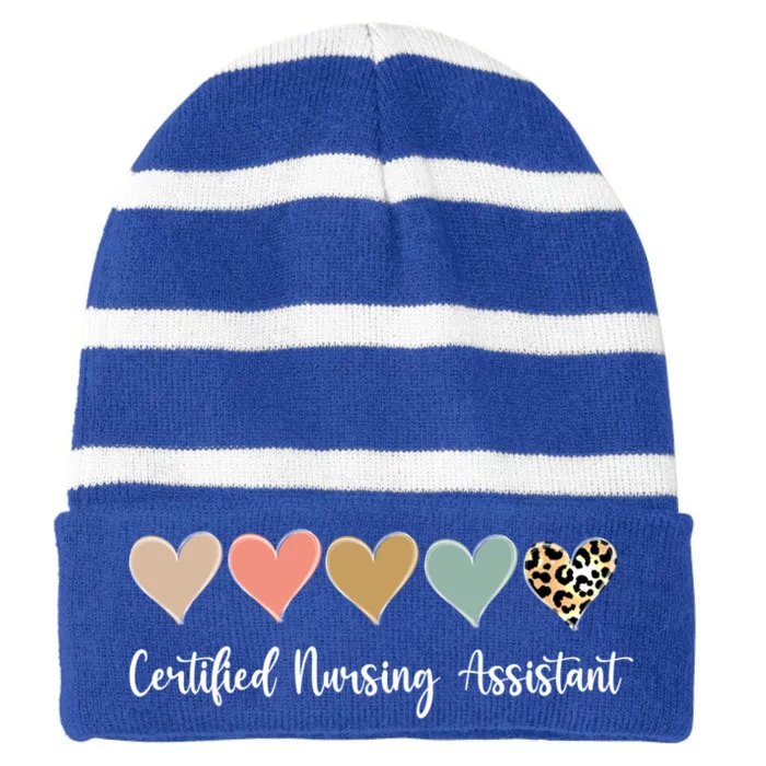 Certified Nursing Assistant Leopard Nurse Assistant Cna Gift Striped Beanie with Solid Band