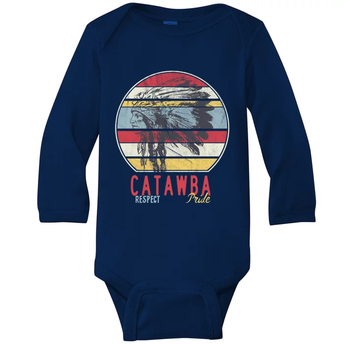 Catawba Native American Indian Tribe Respect Pride Retro Sun Gift Baby Long Sleeve Bodysuit