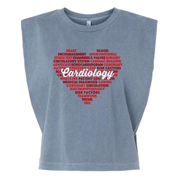 Cardiac Nurse And Cardiologist: Word Cloud Cardiology Heart Gift Garment-Dyed Women's Muscle Tee