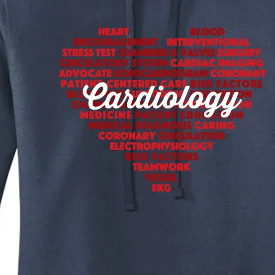 Cardiac Nurse And Cardiologist: Word Cloud Cardiology Heart Gift Women's Pullover Hoodie