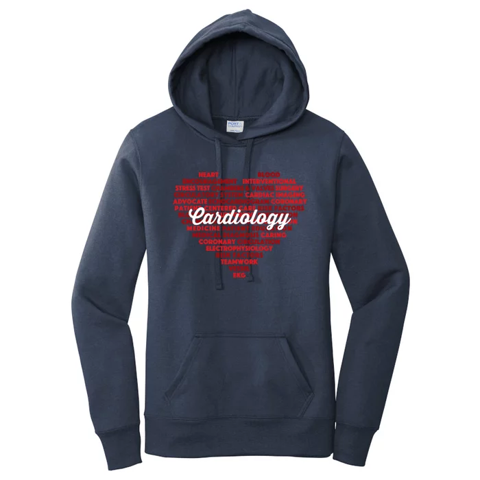 Cardiac Nurse And Cardiologist: Word Cloud Cardiology Heart Gift Women's Pullover Hoodie