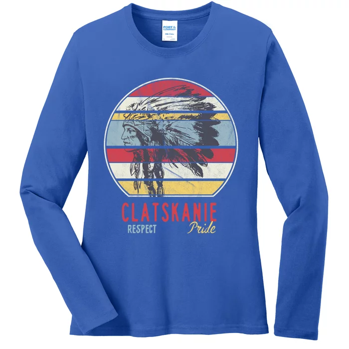 Clatskanie Native American Indian Tribe Respect Pride Retro Gift Ladies Long Sleeve Shirt