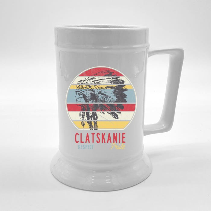 Clatskanie Native American Indian Tribe Respect Pride Retro Gift Front & Back Beer Stein