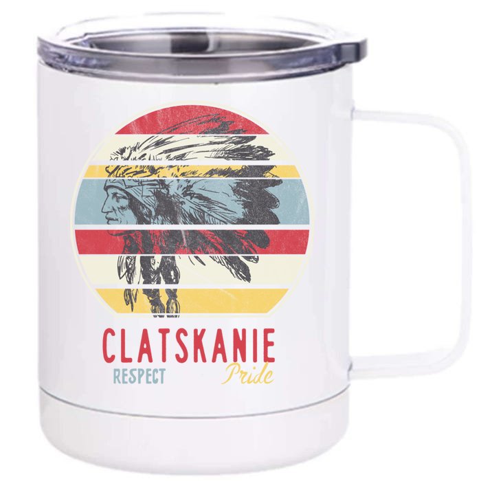 Clatskanie Native American Indian Tribe Respect Pride Retro Gift Front & Back 12oz Stainless Steel Tumbler Cup