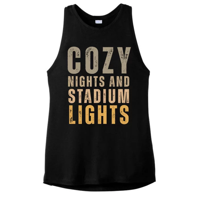 Cozy Nights And Stadium Lights Football Ladies Tri-Blend Wicking Tank