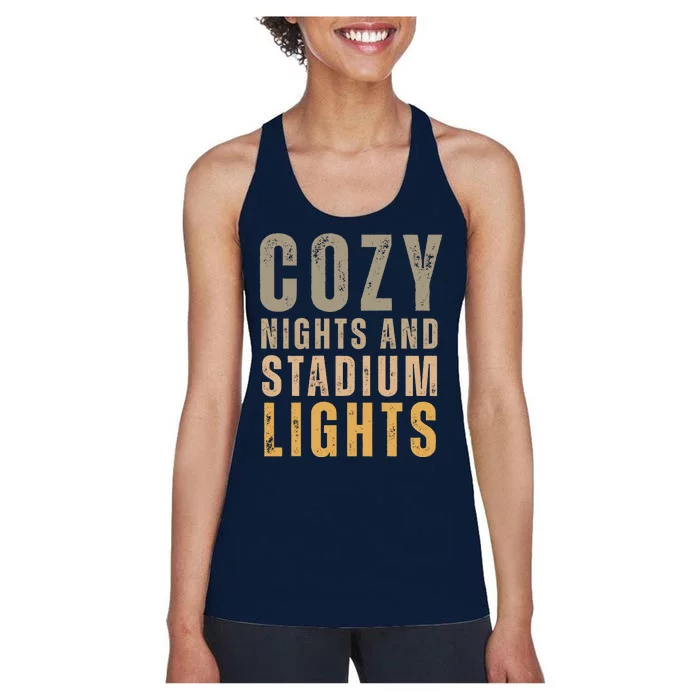 Cozy Nights And Stadium Lights Football Women's Racerback Tank