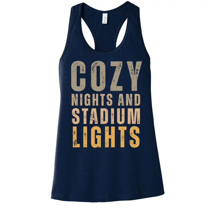 Cozy Nights And Stadium Lights Football Women's Racerback Tank