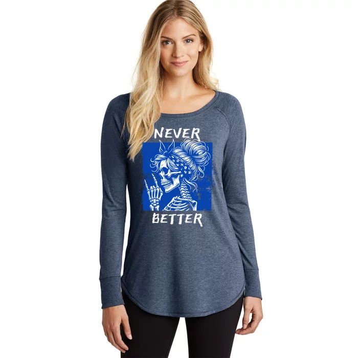 Cool Never Better Funny Skeleton Halloween Gift Women's Perfect Tri Tunic Long Sleeve Shirt