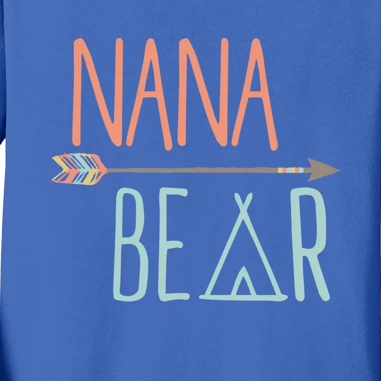 Cute Nana Bear Announcet Gift Kids Long Sleeve Shirt