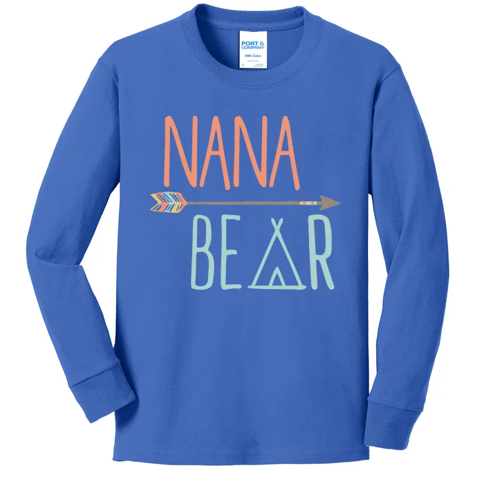 Cute Nana Bear Announcet Gift Kids Long Sleeve Shirt