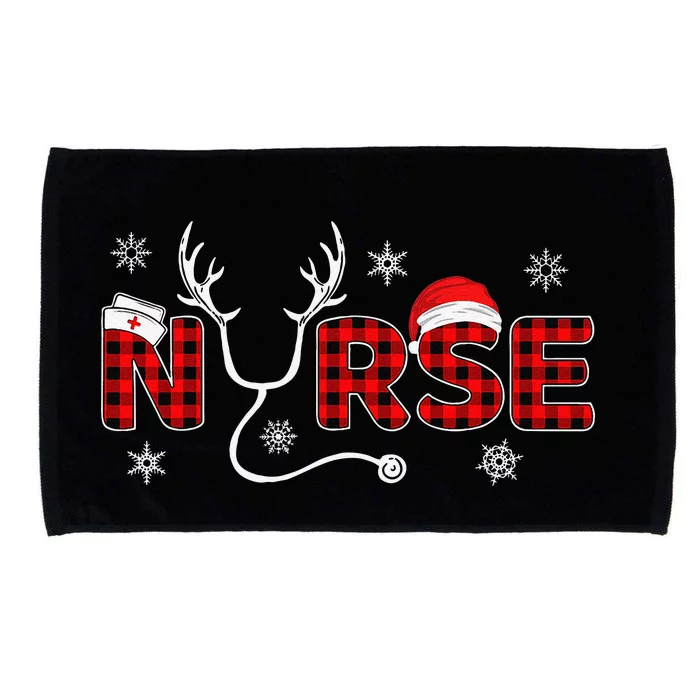 Christmas Nurse Buffalo Plaid Christmas Nursing Healthcare Microfiber Hand Towel