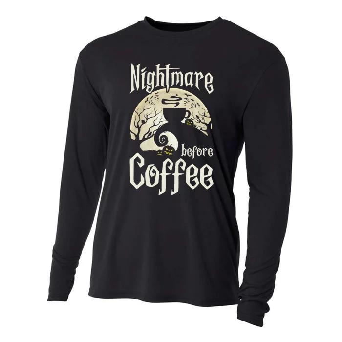 Cute Nightmare Before Coffee Halloween Funny Mug Gift Cooling Performance Long Sleeve Crew