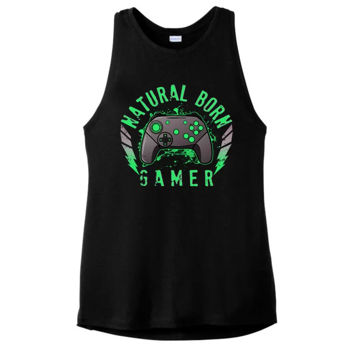 Cool Natural Born Gamer Ladies Tri-Blend Wicking Tank