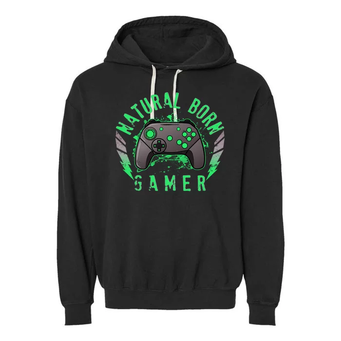 Cool Natural Born Gamer Garment-Dyed Fleece Hoodie