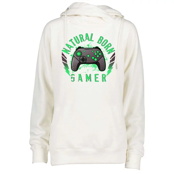 Cool Natural Born Gamer Womens Funnel Neck Pullover Hood