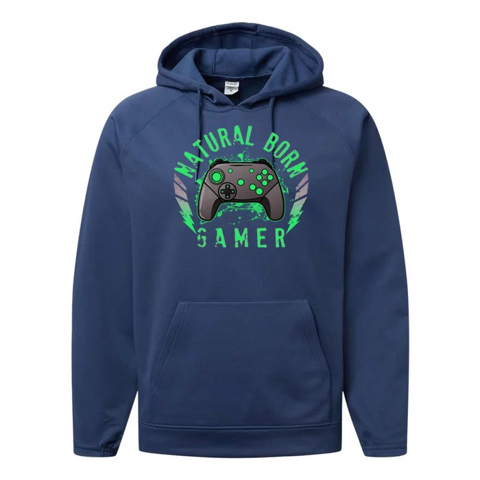 Cool Natural Born Gamer Performance Fleece Hoodie