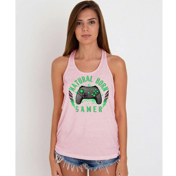 Cool Natural Born Gamer Women's Knotted Racerback Tank