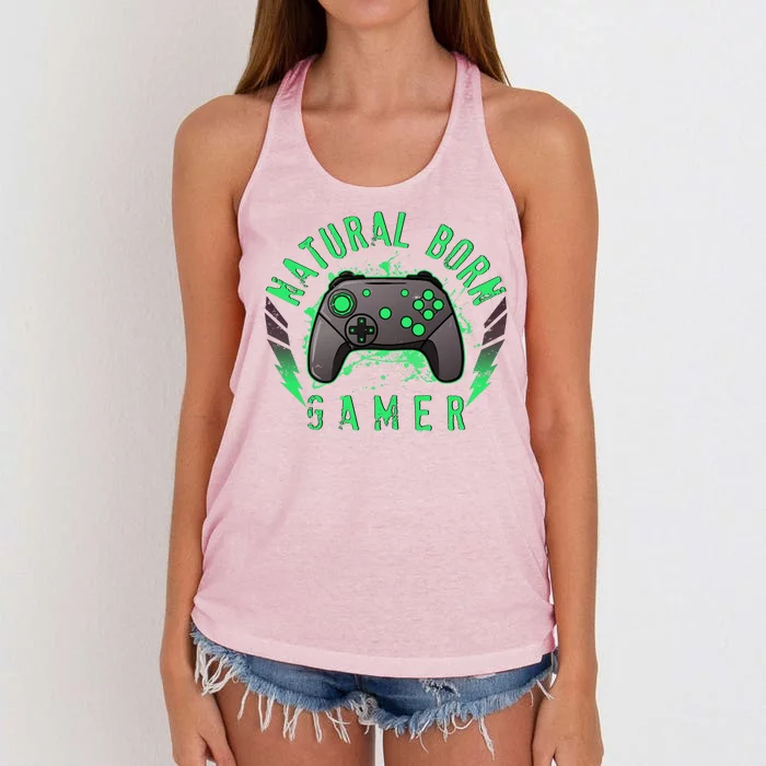 Cool Natural Born Gamer Women's Knotted Racerback Tank