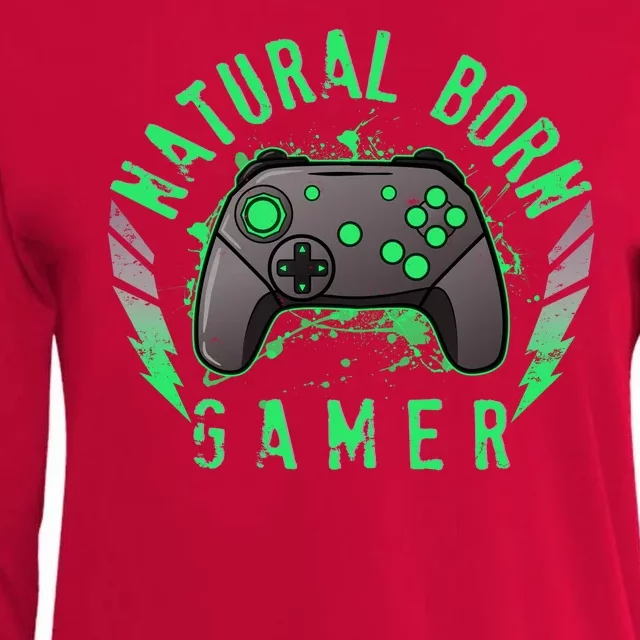 Cool Natural Born Gamer Womens Cotton Relaxed Long Sleeve T-Shirt