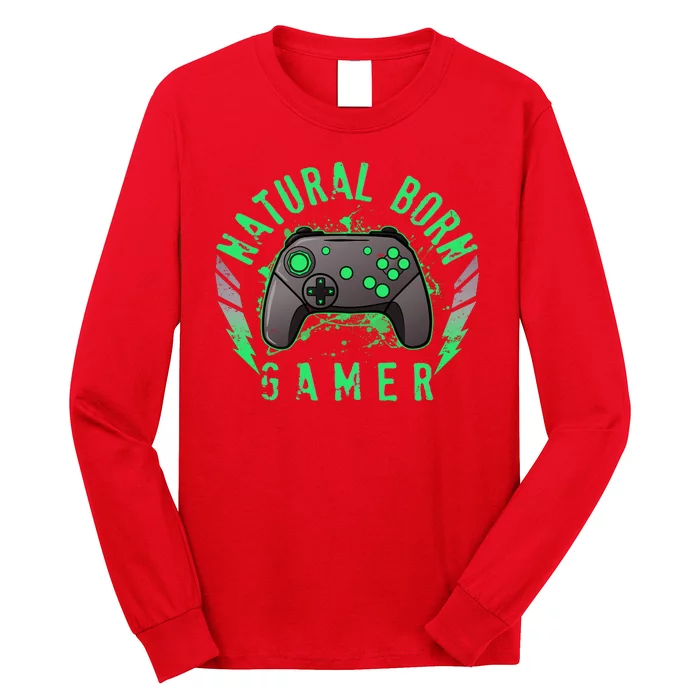 Cool Natural Born Gamer Long Sleeve Shirt